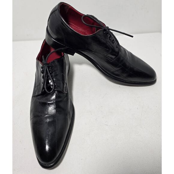 KENNETH COLE Collection Leather Oxfords Dress Shoes Sz 8 Men's Black Italy Made - Picture 1 of 11